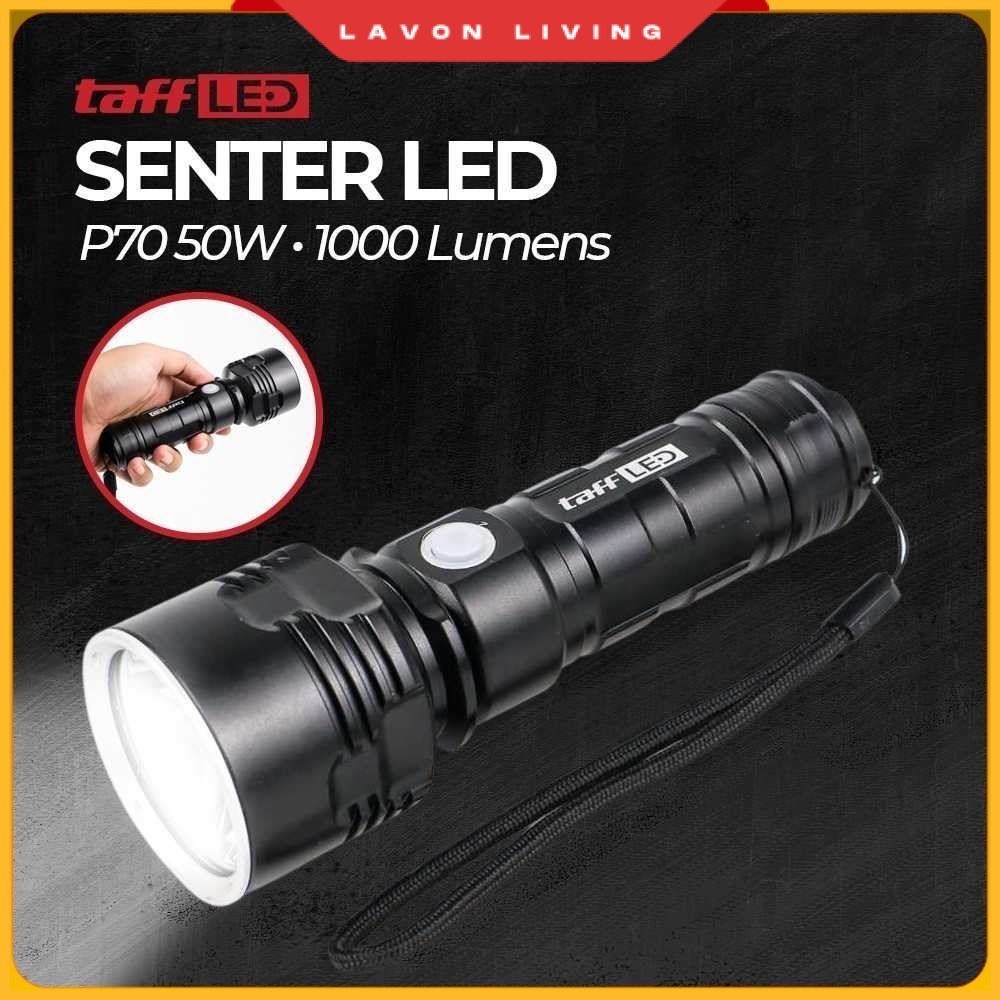 TAFFLED Senter LED USB Rechargeable P70 50W 1000 Lumens - XLM-P70