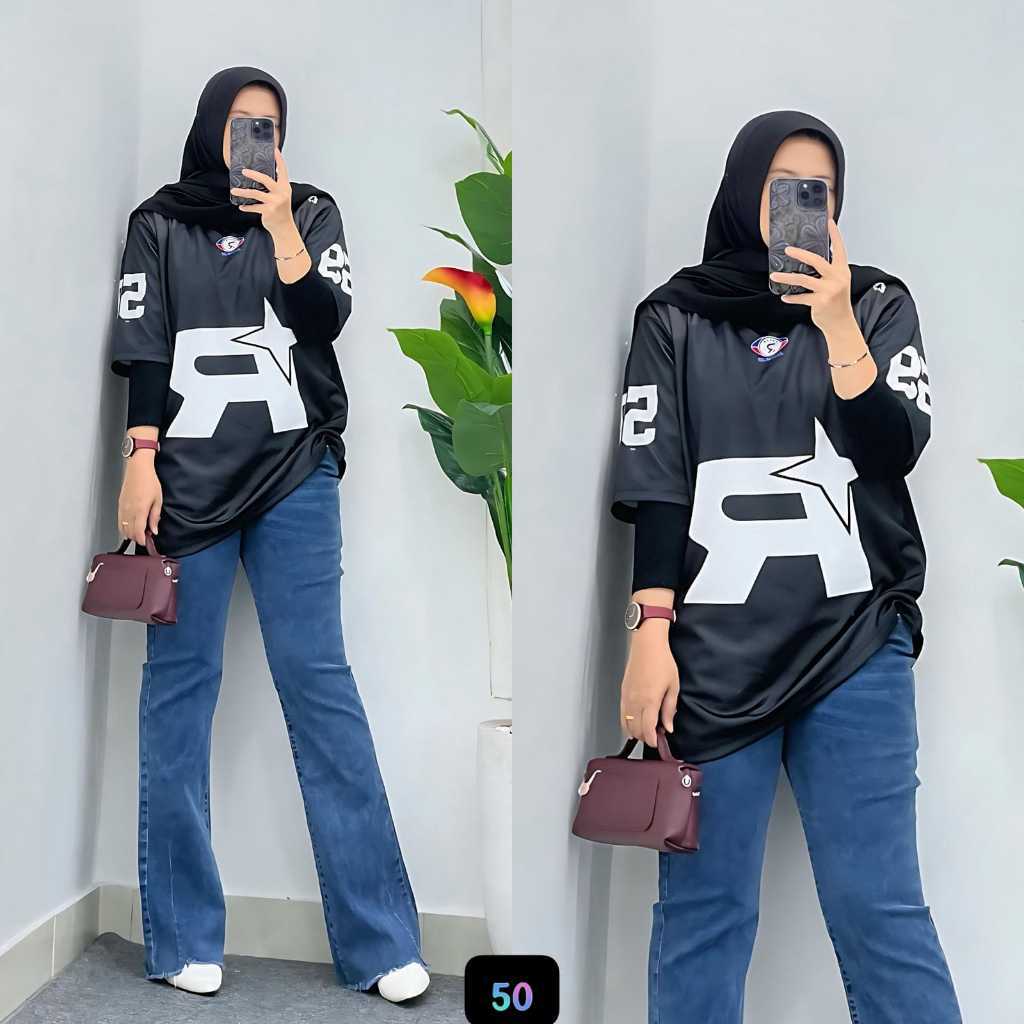 Kaos Atasan Wanita Oversize LD 110 /Baseball VINTAGE /T-Shirt Sporty Premium JERSEY LEMBUT ADEM