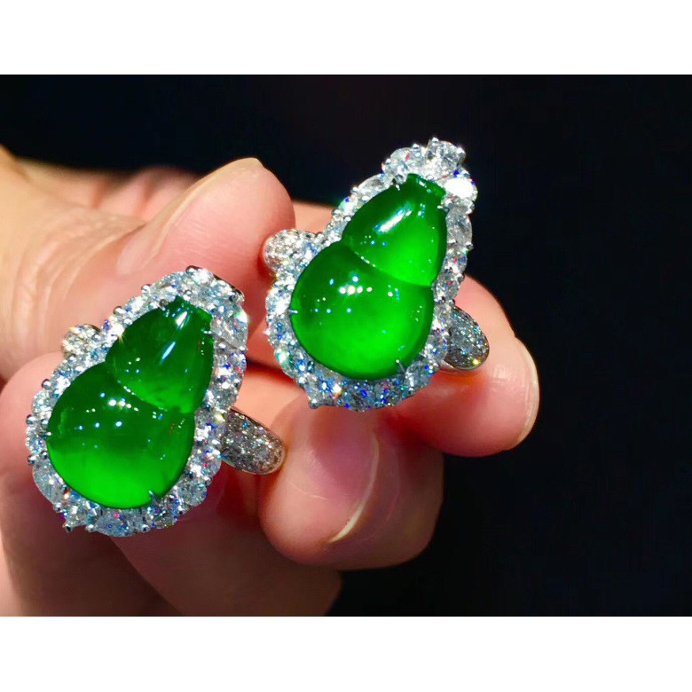 Cincin labu kaca jadeite untuk wanita, liontin cabochon jadeite high ice, liontin cincin jadeite den