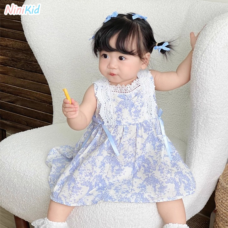 NiniKid dress anak perempuan/Dress anak perempuan lucu usia 0-2 tahun/Gaun musim panas anak perempua