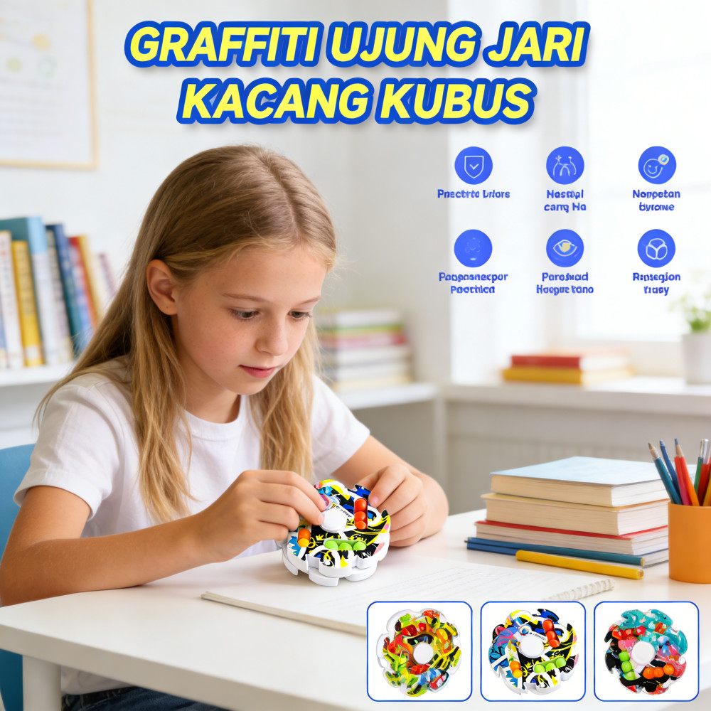 Mainan Fokus Anak-anak Magic Bead Bead Fokus Penghilang Stress Anti-kecemasan Pad Spinner