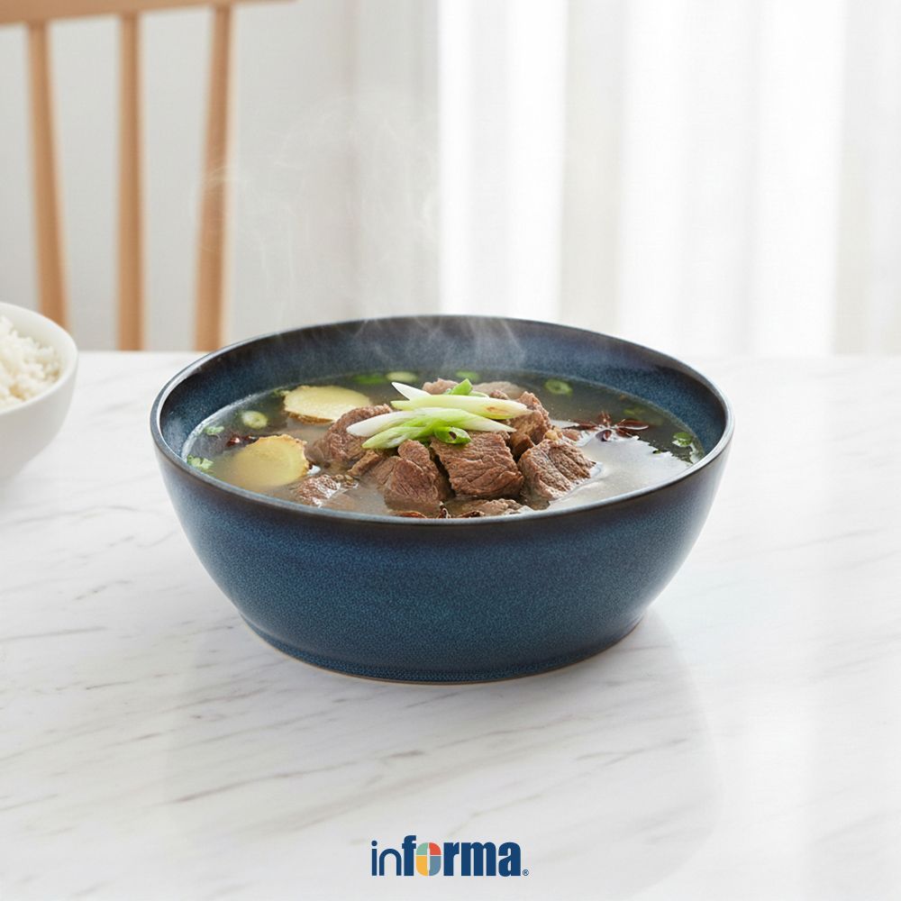 Informa Appetite 22 cm Mick Mangkuk Glaze - Biru Mangkok Makanan Food Grade Wadah Hidangan Bowl Perl