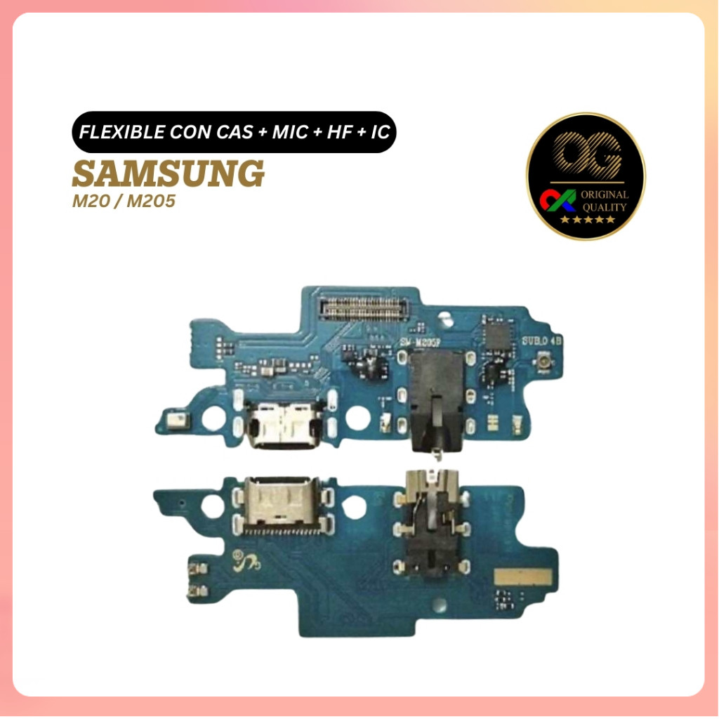 Flexible Con Cas + Mic + HF + IC SAMSUNG M20 / M205 Charger Original