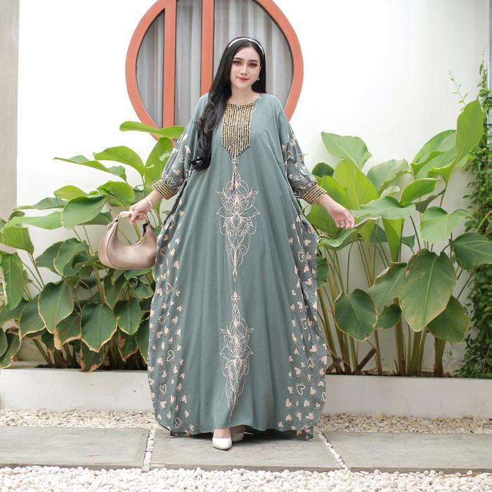 Exclusive Sale Kaftan Renda Sultan Busui / Motif Love / Rayon Premium Cantik Formal Gamis Muslim Dre