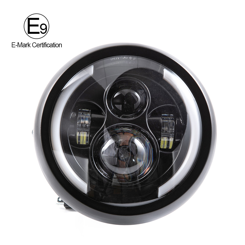 7.5" Motorcycle Led Headlight Headlamp For Cafer Racer For Honda CB400 CB500 Suzuki BMW Yamaha Unive
