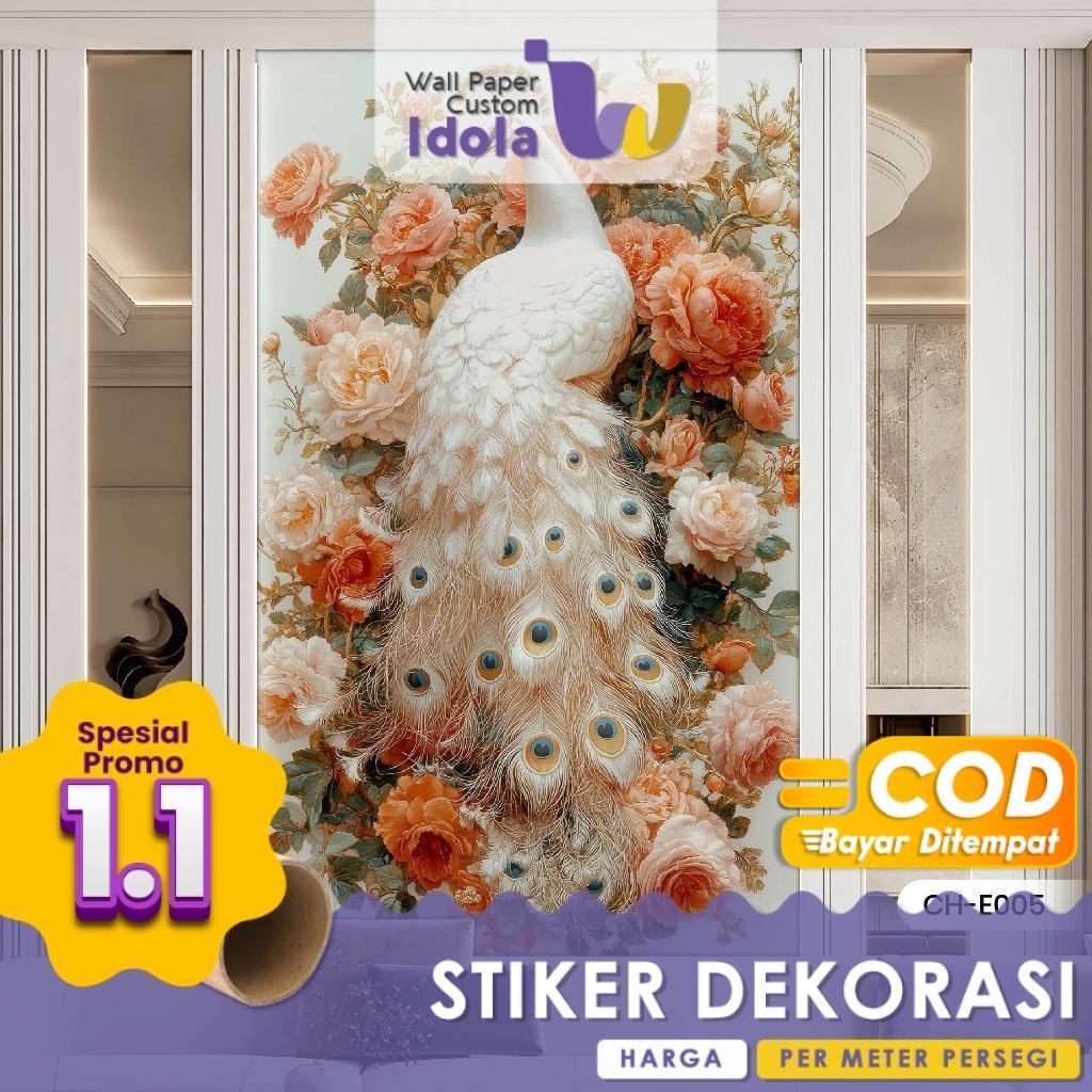 Stiker Dinding | Stiker Dinding Arch | Stiker Dinding Motif Merak 3D | Stiker Dinding Motif Merak 3D