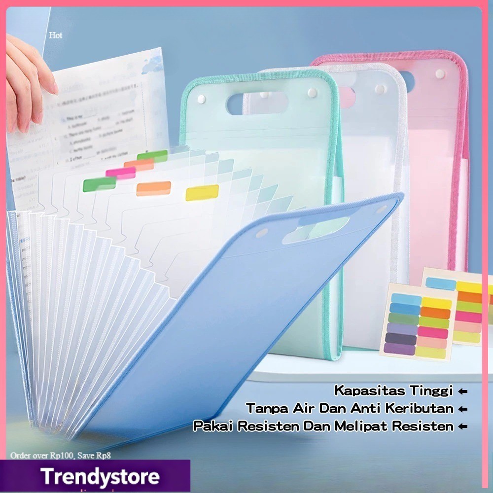 TRENDY J3 Tas File Akordeon Tas File Handle Map File Clear Holder  Tas File Sekat | Map Tas Dok