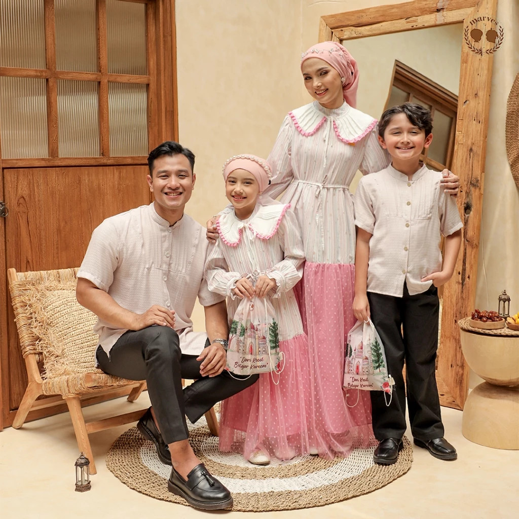 MARVES Anas Sarimbit Lebaran - Setelan Couple Keluarga Baju Muslim Anak Perempuan Laki-Laki Ayah Ibu