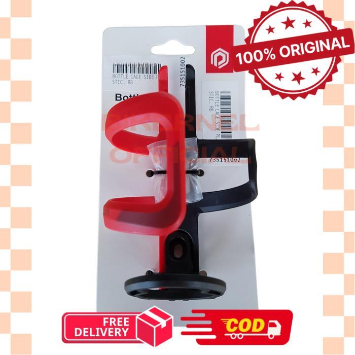 Polygon Cagak Botol Sepeda Side Plastic - Botol Air Minum Bersepeda Hitam Merah Bahan Plastik Dengan
