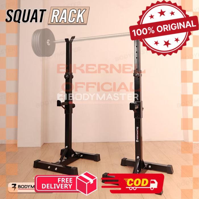 Squat rack body master rak tiang gym rack squat fitness - Hitam