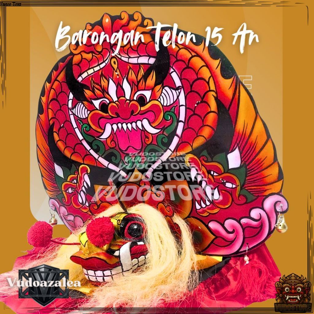 Vudoazalea Barongan Telon Merah Ukuran 15 Full Kayu Barongan Caplokan Kayu Barongan Pentas VRU274