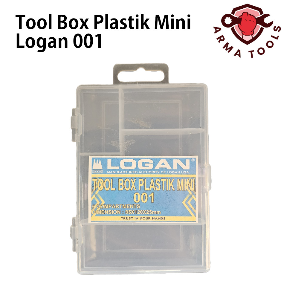 Tool Box Plastik Kecil 8 cm 6 sekat Logan 001 Transparan
