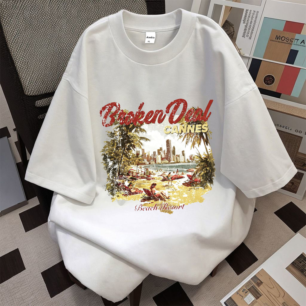 JESSICA KOREA PREMIUM EFFORTLESSL Y BEAUTY Kaos Lengan Pendek Broken Coast Paradise Bahan Cotton