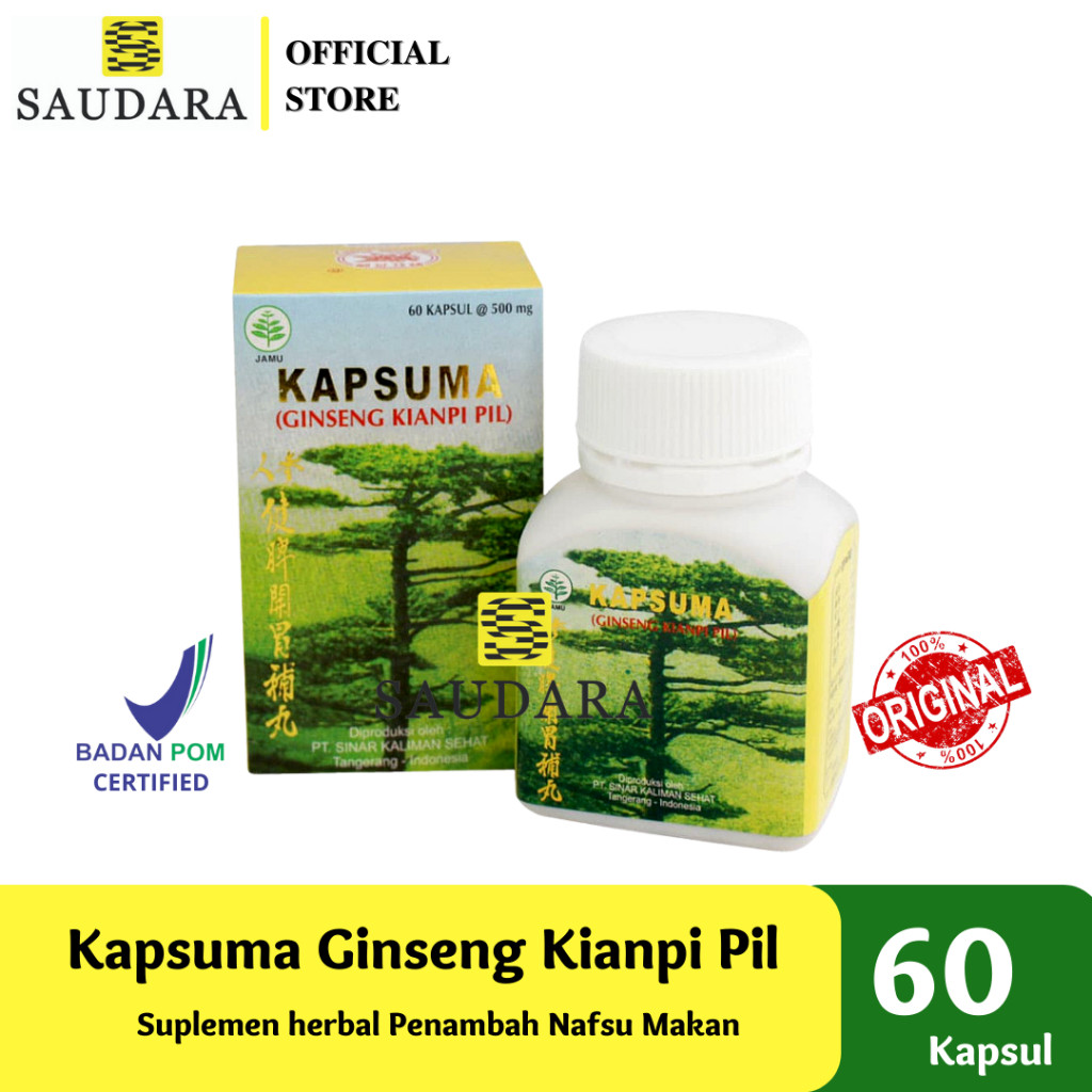 ~ Apotik Wawann || ORIGINAL PIL || Kapsuma (Ginseng Kianpi Pil) 60'S - Penambah Nafsu Makan, Obat Pe