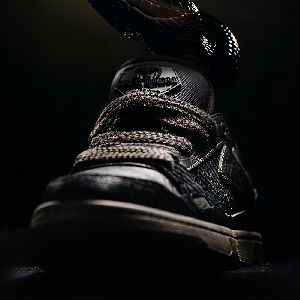 Maden Casual Snake Year Black Mamba Men's Sneakers Low-Top Flat Sole Versatile Black Shoes for Sprin