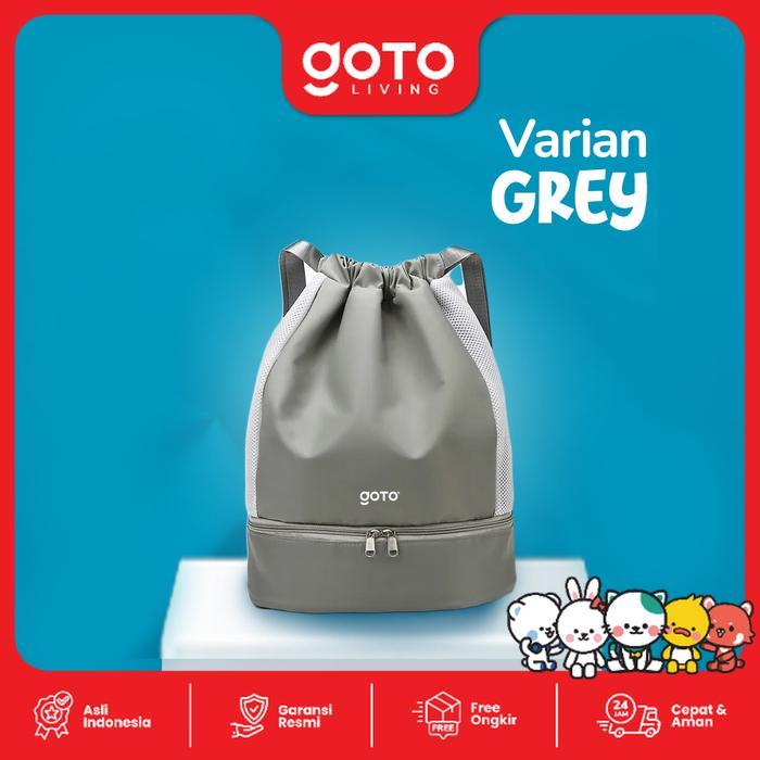 (Mega Home Store) Goto [COD] Cartney Tas Ransel Serut Travel Bag Olahraga Pria Wanita Unisex - GREY