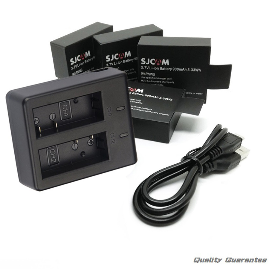4x Original SJ4000 4k AIR Battery SJ5000 SJ6000 SJ7000 Bateria + SJ5000X Wifi Charger For SJCAM M10 