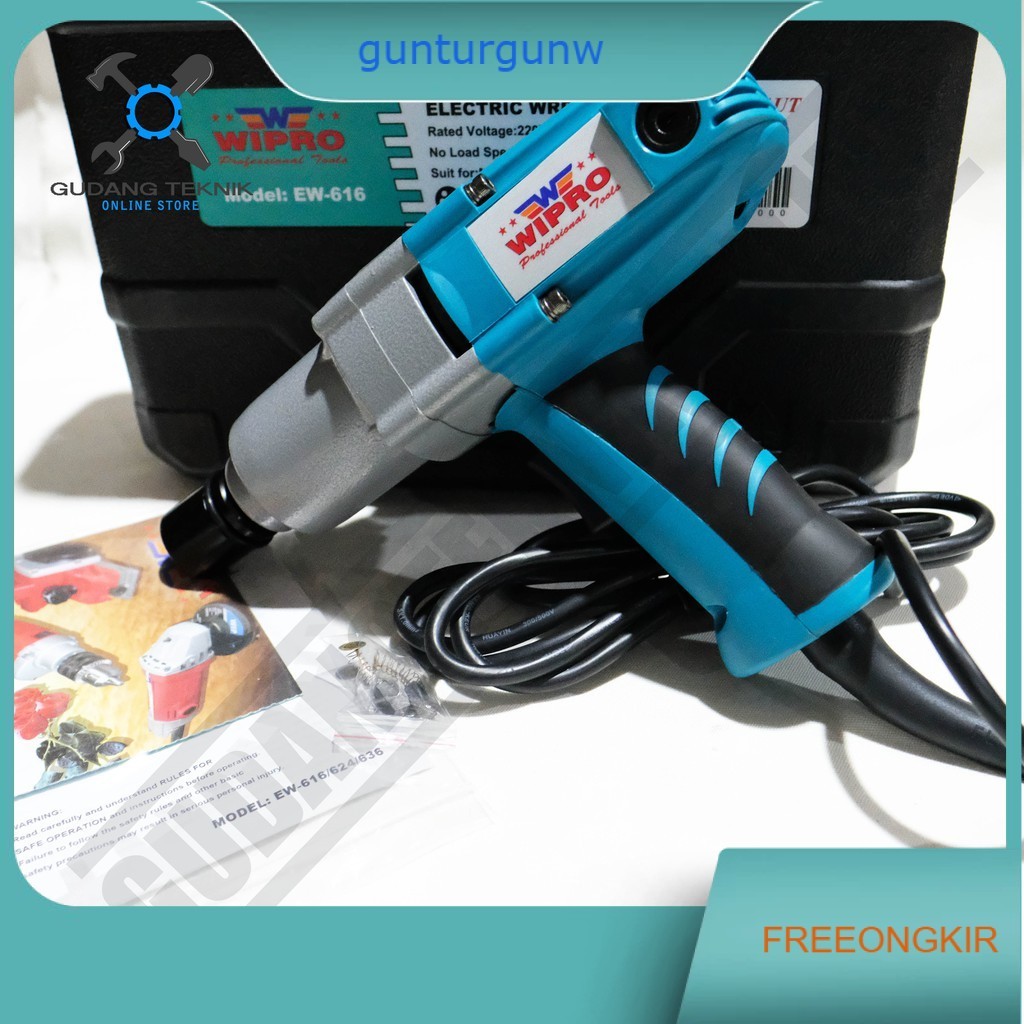 Wipro EW-616 Electric Impact Wrench 1/2 Inch Mesin Buka Baut Angin Air Impact Listrik
