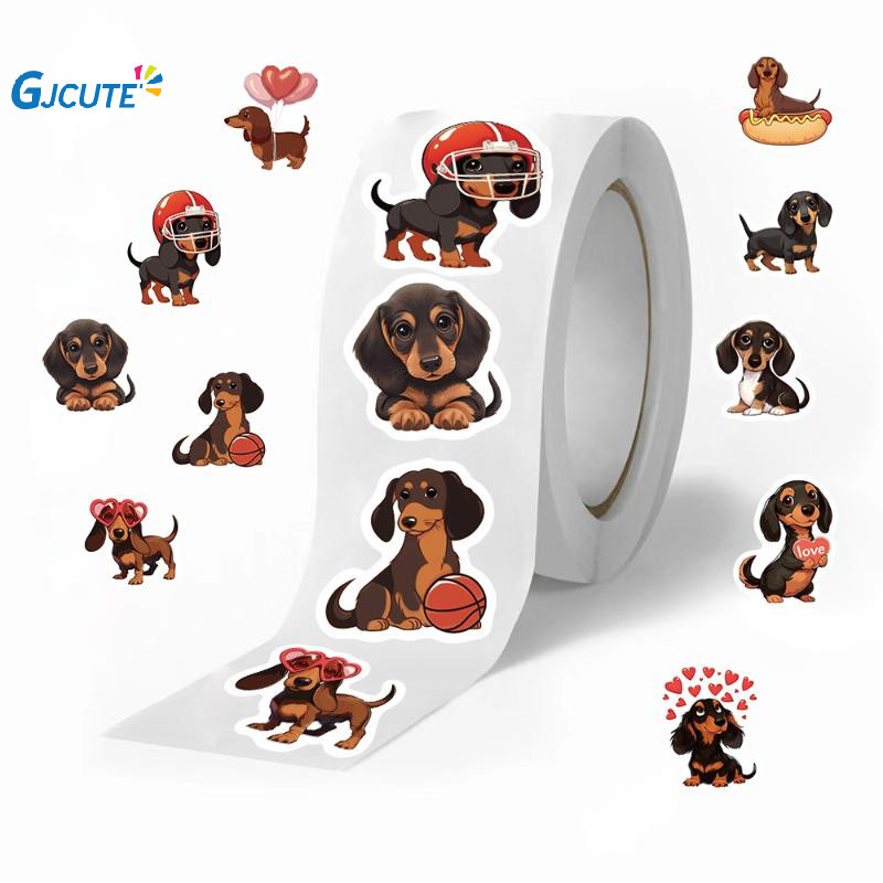 500Pcs/roll Animal Dachshunds Cartoon Graffiti Sticker Y Decoration Scrapbook Waterproof Sticker
