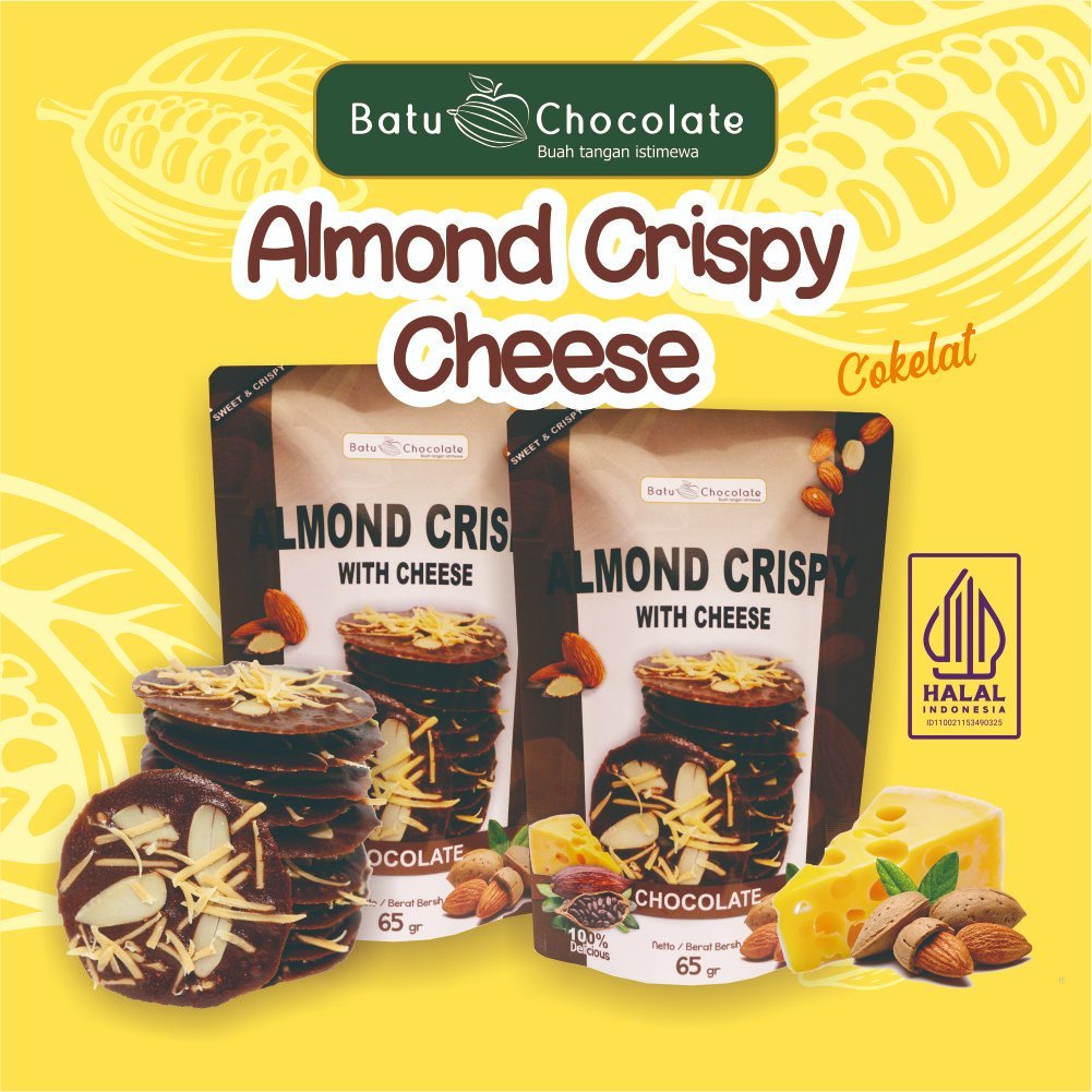 BISA (COD) Almond Crispy Cheese Chocolate – Kue Kering Almond Tipis Renyah Khas Malang