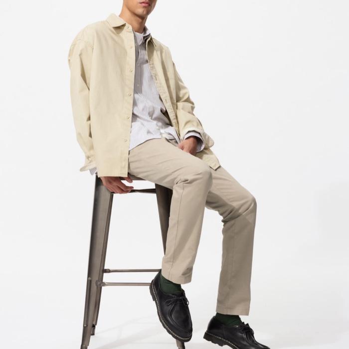 Celana Chino Slim Fit UNIQLO Original Pria Panjang - Beige, 76