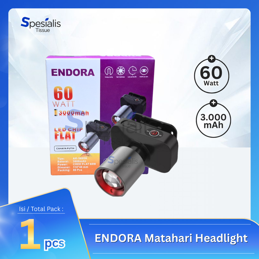 Lampu  Zoom ENDORA  Headlight 60W LED CHIP 3000 mAh