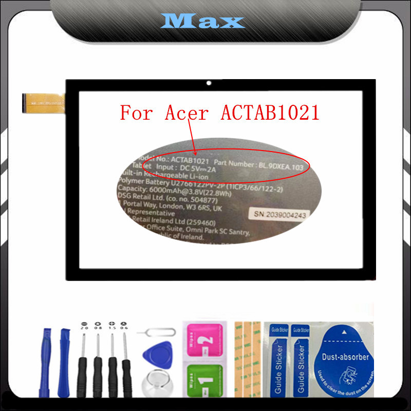 For Acer ACTAB 1021 Tablet PC Tou Screen gitizer Sensor External Glass Panel with tools Acer ACTAB10