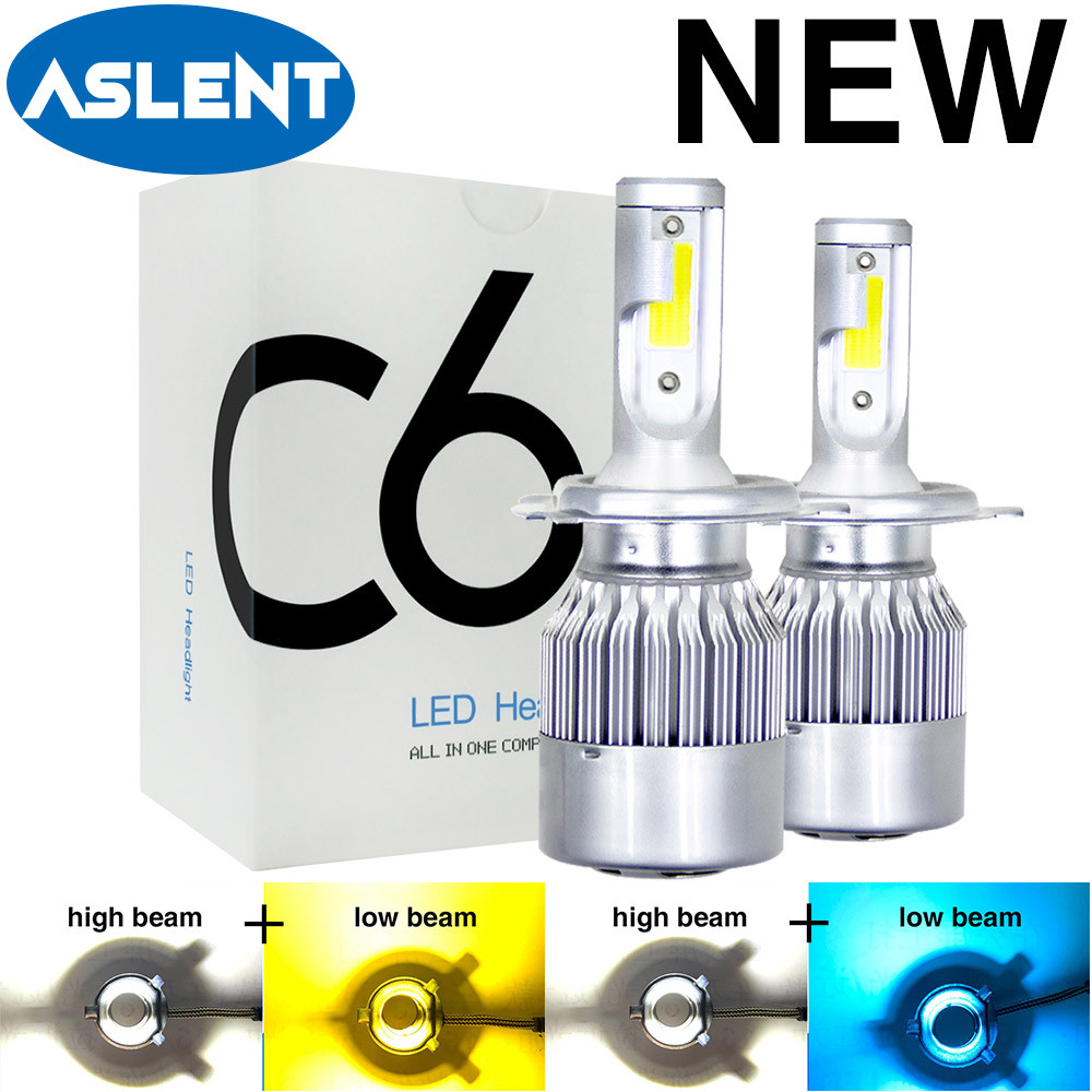 2X NEW C6 LED H4 Two-colors 6500K+3000k 6500K+8000K Hi/Lo H7 H1 H8 H11 9005 HB3 HB4 9006 Bulb Auto l