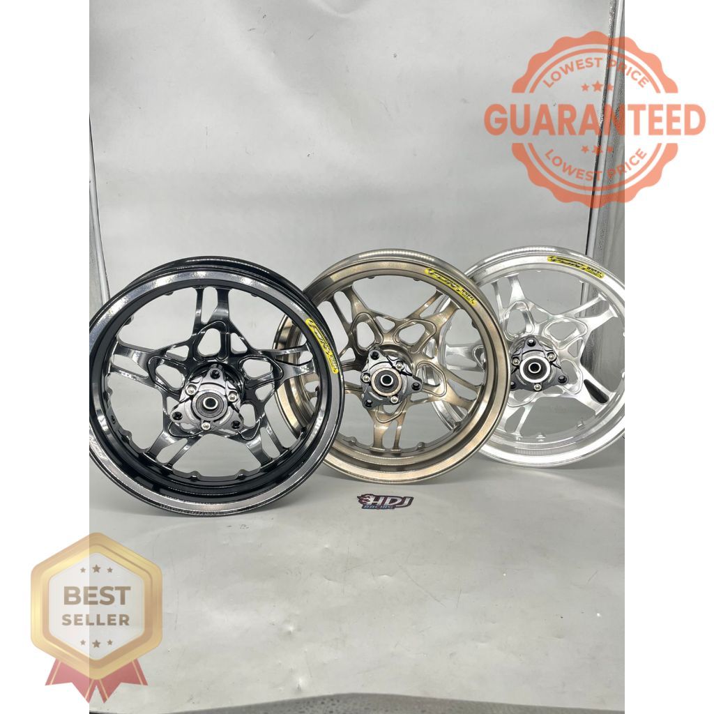 Velg Depan Motor Listrik FJN Shining Star Almunium CNC Original | Ring 12 x 2.50