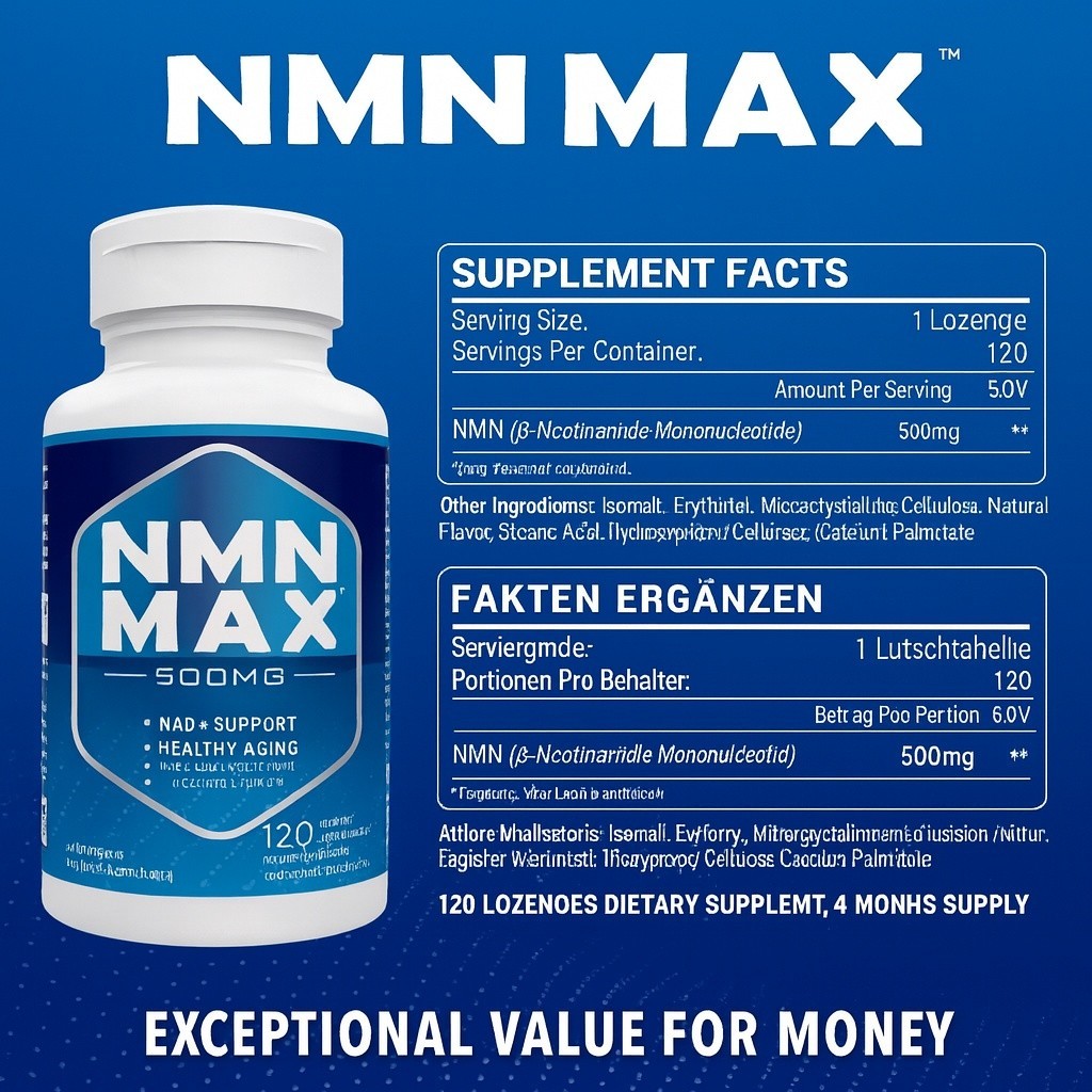 Nmn Max 500Mg Nad + Nicotinamide Mononucleotide 60 Capsules Usa suplemen untuk pria wanita suplemen 
