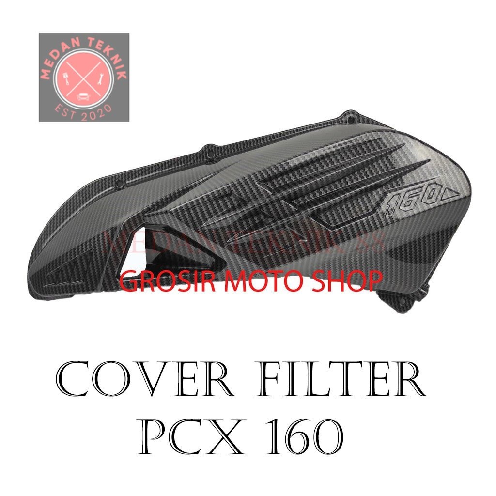 MEDANTEKNIK88 Cover Filter PCX 160 New Tutup Cover Hawa PCX 160 New Cover Air Filter Udara Carbon Ho