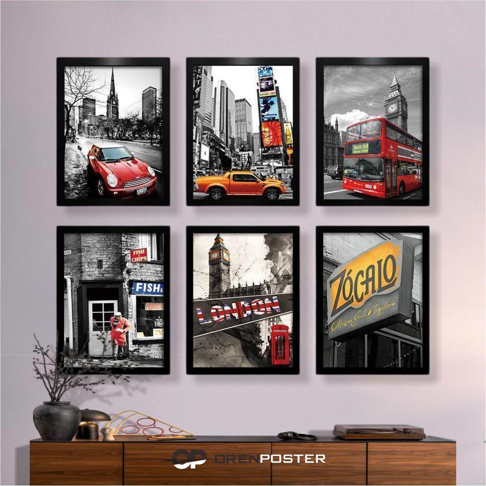 Poster Dinding Kayu 20X30 A4 Tebal 6mm European-tyle black and white architecture car decorative  no