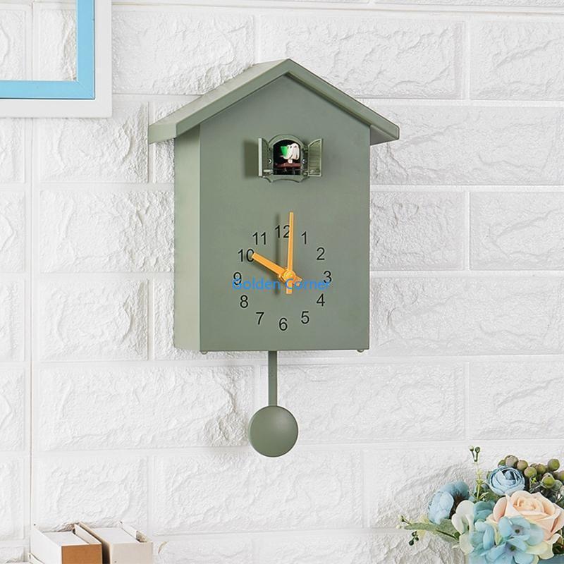 E15D Cuckoo Wall Clock Birds Sounds Pendulum Clock Desktop Cabinet Clocks Watch Gift