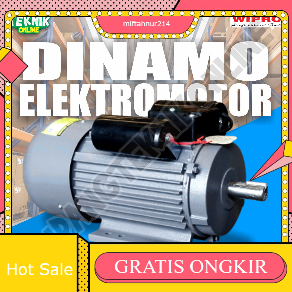 Dinamo Motor Penggerak 3/4Hp 2P 1P 2850Rpm WIPRO - Dinamo Elektro Motor WIPRO 3/4Hp 4P 1 Phase 1400R