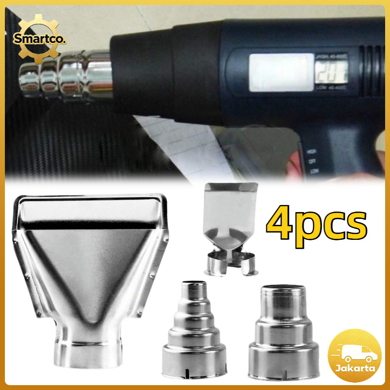 4pcs/Set Hot Air Heat Gun Blower Nozzle Stainless Air Blow Gun Nozzle Tip Ujung Universal Hot Air Gu