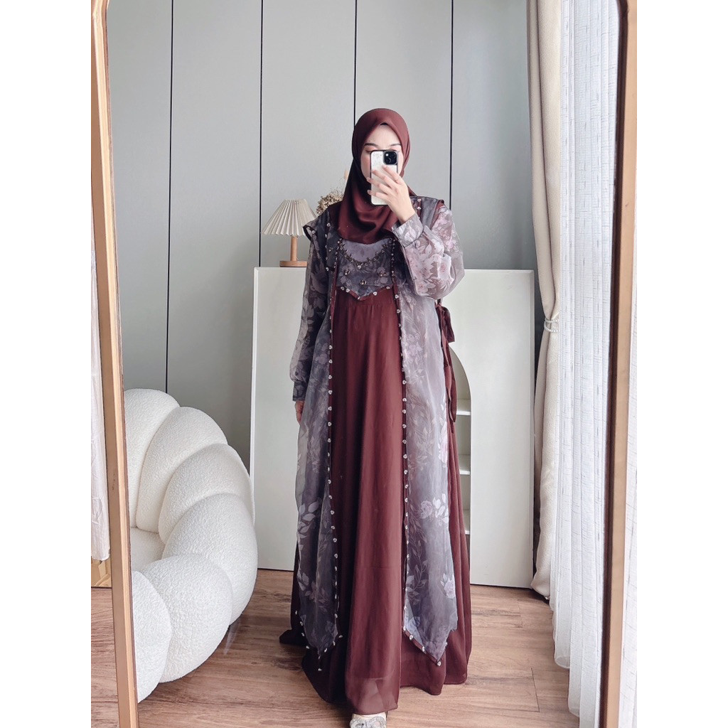 CANDY LADY Kalivah Beads Maxi / Gamis Motif Wanita Terbaru Dress Gamis Lebaran Premium Bestseller