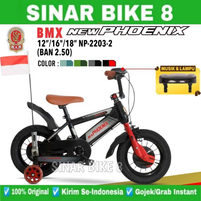Sepeda Anak Laki BMX NEW PHOENIX NP - 2203-2 Ban 2.50 V-Brake Ukuran 12 16 18 Inch Usia 2-8 Tahun