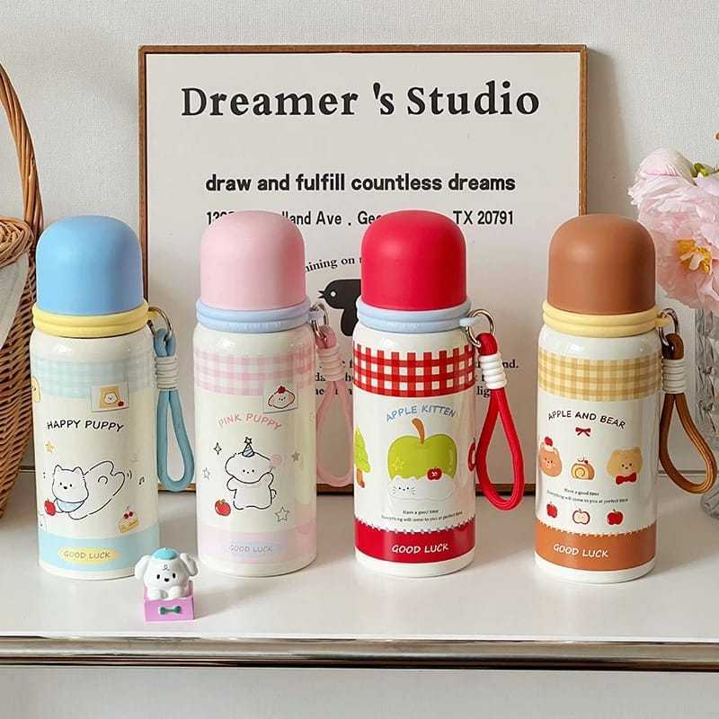 Hn222 - Botol Minum Termos Karakter Lucu 600ml + Box dan Gantungan