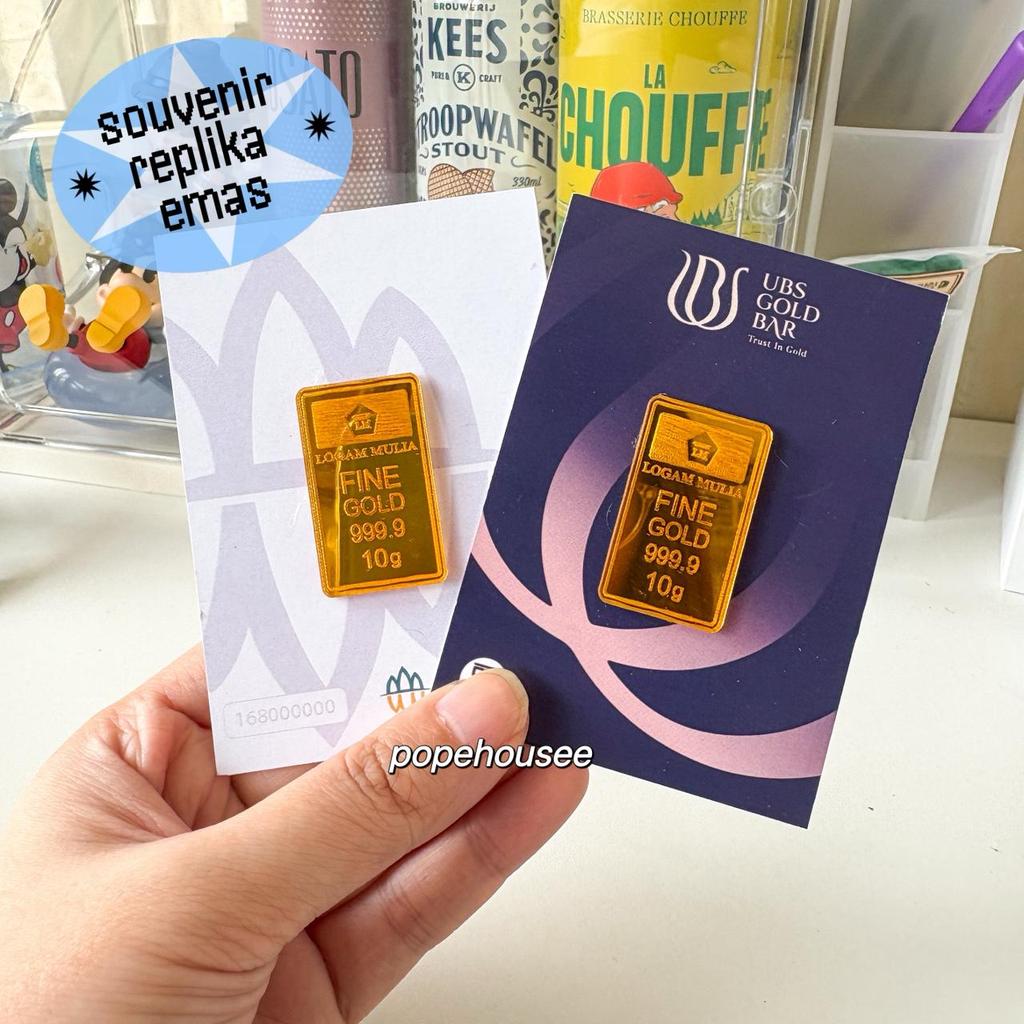 Souvenir Hadiah Replika Emas Antam UBS Akrilik Hadiah Gift Souvenir Lebaran Valentine Kado Natal Chr