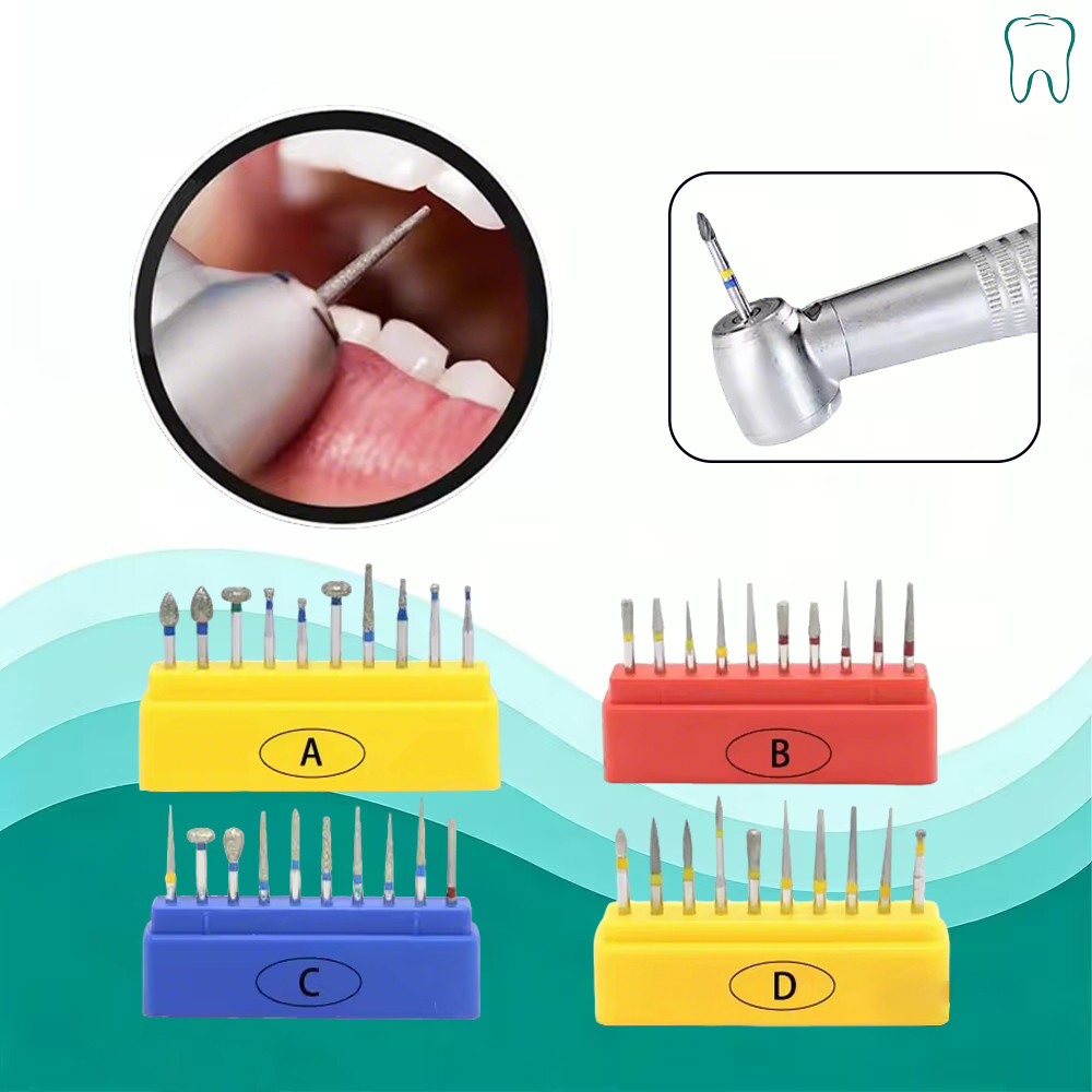 Mata Bor Intan Gigi / Set Mata Bor Poles Kecepatan Tinggi / Baja Tahan Karat / Alat Pemutih Gigi Ora