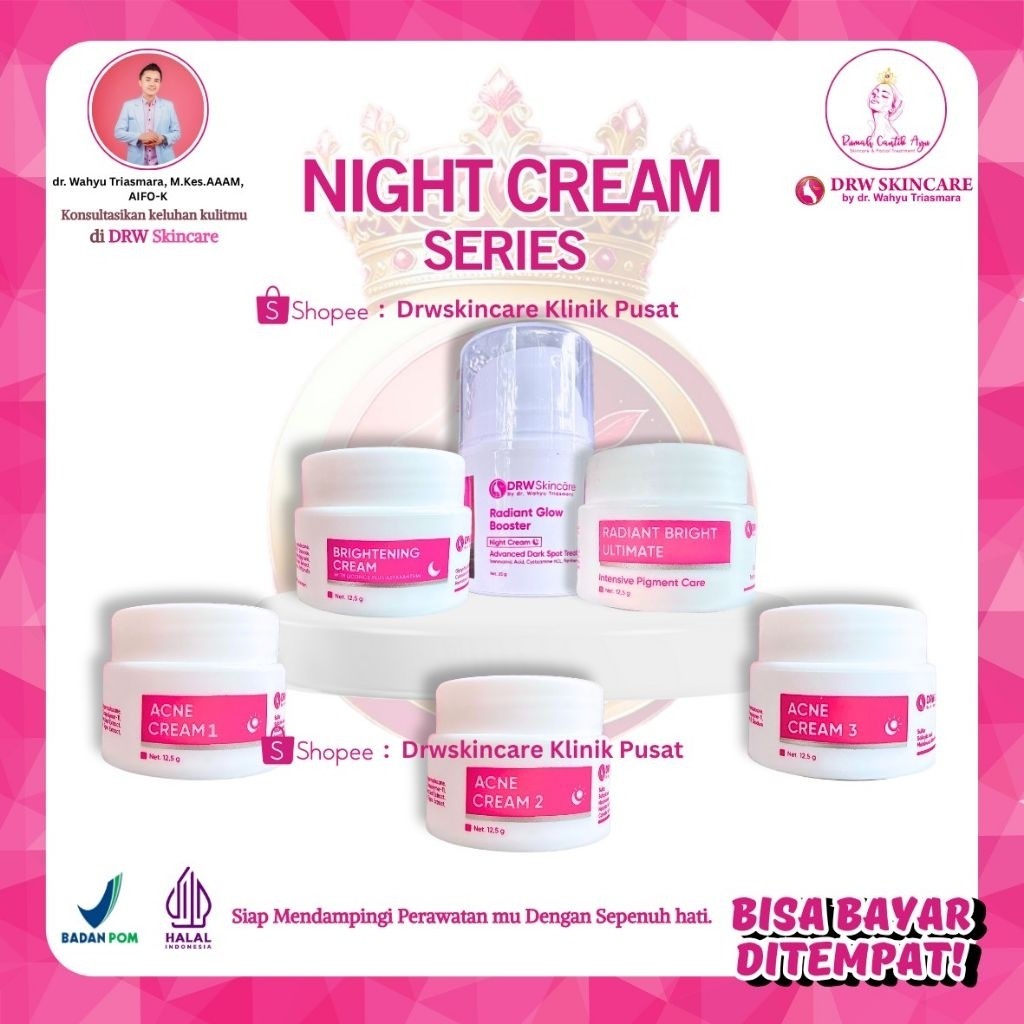 DRW SKINCARE Cream Malam Untuk Wajah Flek Jerawat Normal Kusam ORI BPOM [BISA COD]