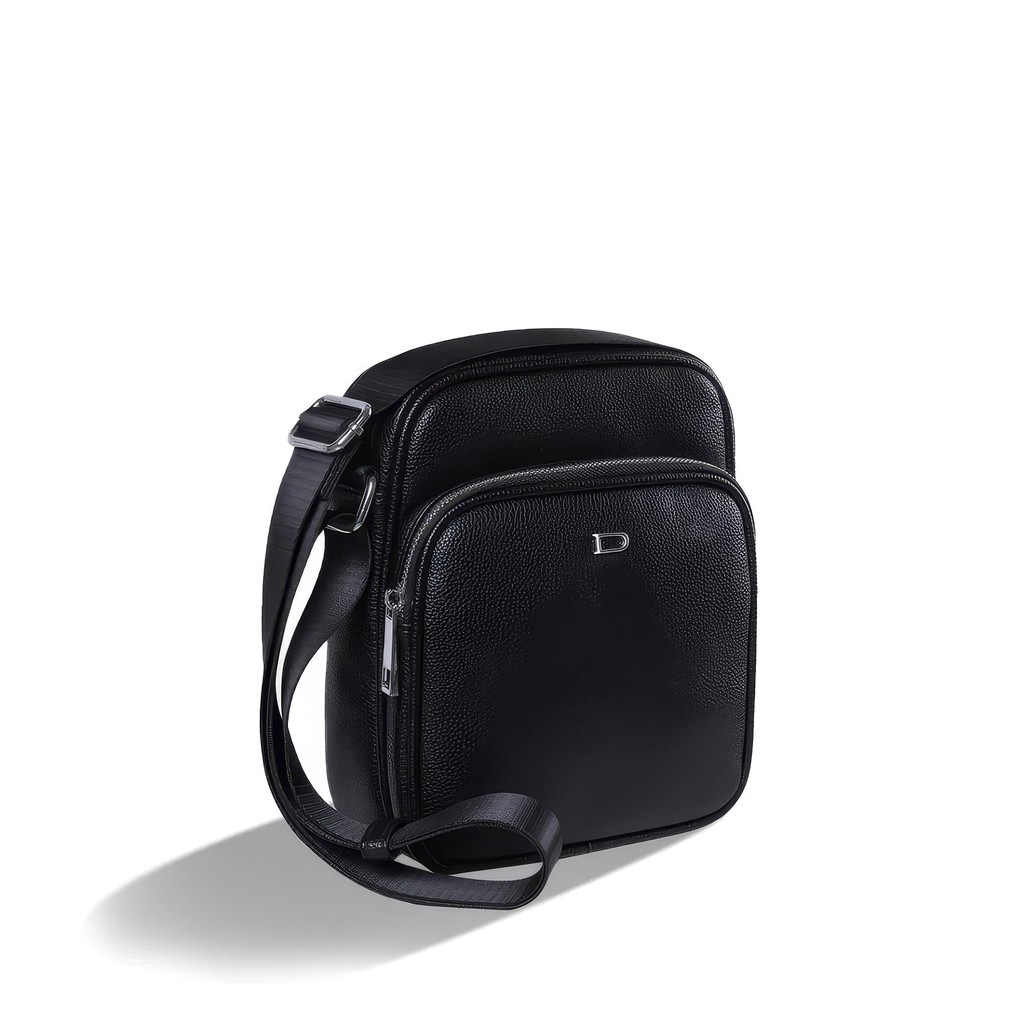 Denali - Tas Selempang Kulit EcoLeather Pria - Boston Double Zip Sling Crossbody Bag