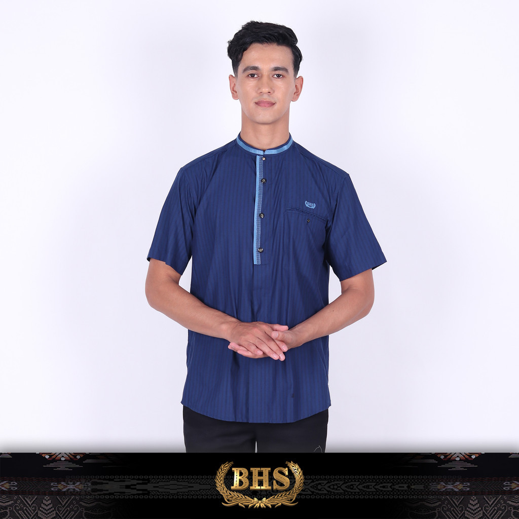 Baju Koko BHS Cosmo Talhah Biru Tua BHS Original Baju Muslim BHS