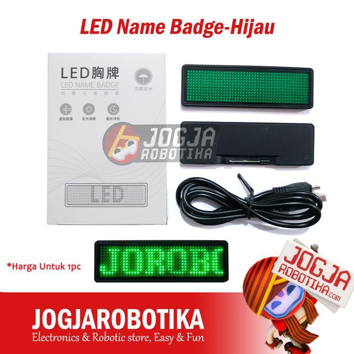 LED Name Badge Papan Nama Name Tag LED Berjalan-Hijau