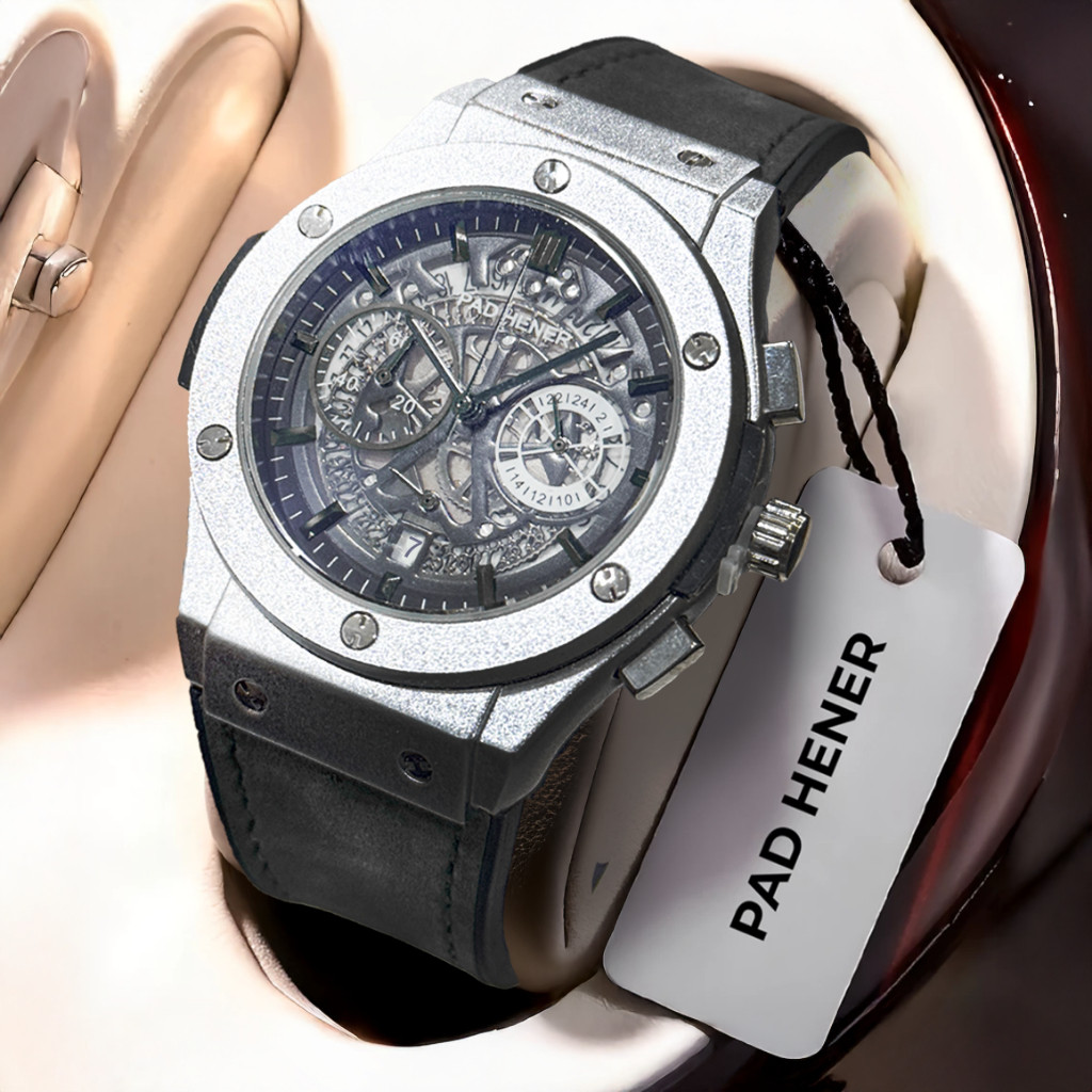 PAD HENER LEXICON Jam Tangan Heksagonal Analog Pria Original Tali Kulit Suede