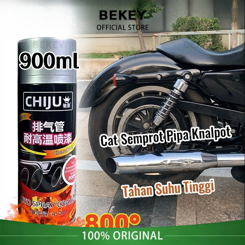 BEKEY STOK 800 ML Tahan Suhu Tinggi 800° Cat Knalpot Anti Panas Chiju Hi Temp Black Hitam Doff Perak