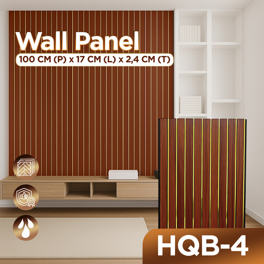 Urban Wallboard PVC Motif Kayu Salur 50cmX 17cm X 2.4cm Wall Panel WPC Wallboard Hiasan Dinding