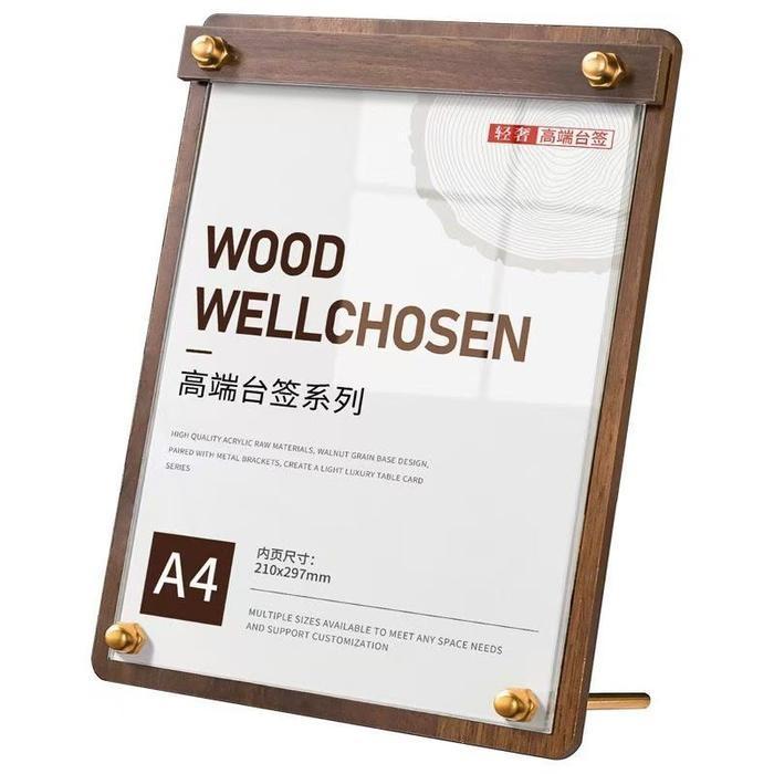 Stand Menu Berdiri Stand Menu Kayu A4 Tempat Menu Berdiri Papan Menu Aesthetic Menu Holder Kayu - A4