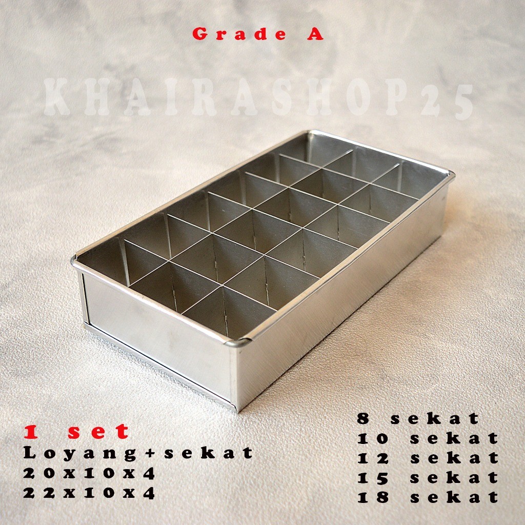 Loyang brownies sekat 20x10 - 22x10 - 15x10 cm Cetakan brownies Loyang sekat brownies
