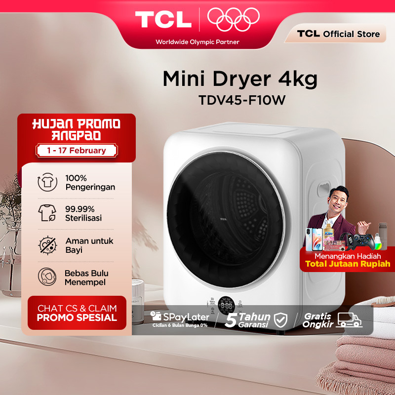 TCL Mini Dryer Kapasitas 4kg - 100% Kering Tanpa Jemur - 99.9% Pakaian Steril - Aman untuk Pakaian B